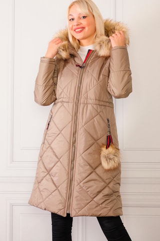 Parka - Beige, bleu et rouge