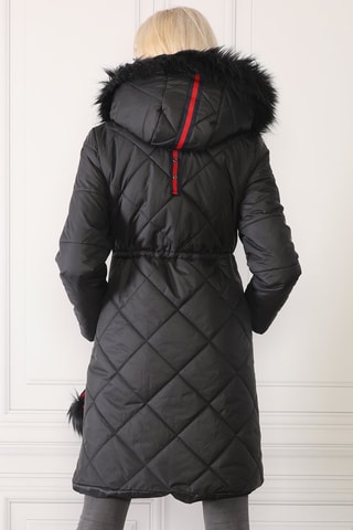 Doudoune longue - Gris, noir et rouge
