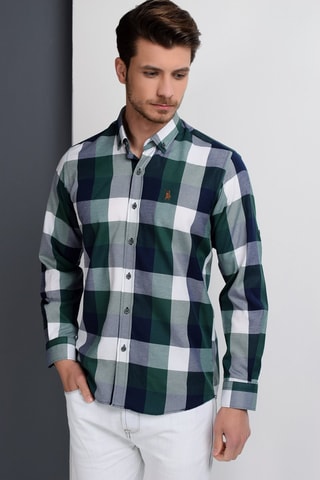 Chemise - Blanc, bleu et vert