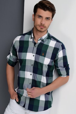 Chemise - Blanc, bleu et vert