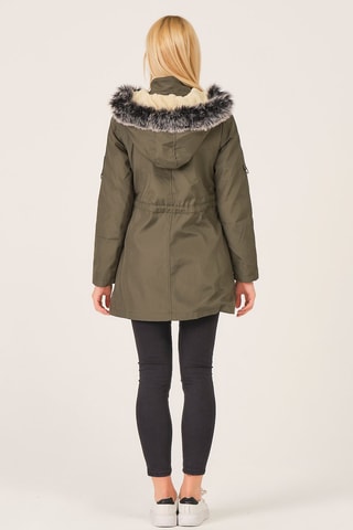 Parka à capuche - Beige et noir