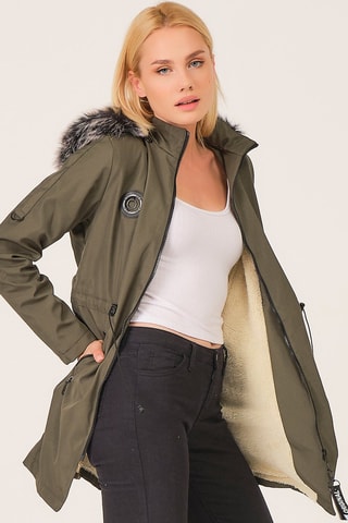 Parka à capuche - Beige et noir