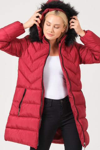 Doudoune à capuche - Rouge
