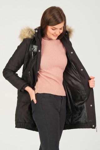 Parka à capuche - Blanc et noir