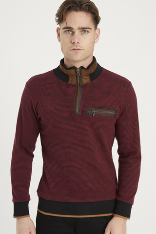 Sweat - Beige, gris et rouge