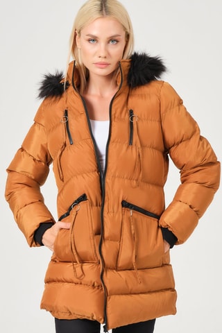 Doudoune à capuche - Noir et orange