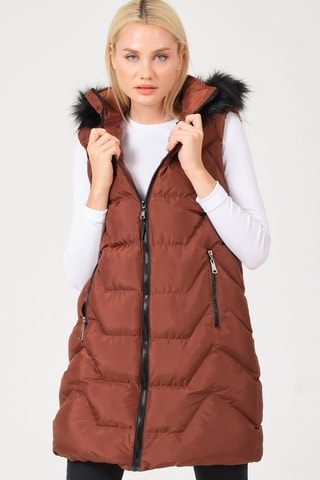 Doudoune longue - Noir et marron