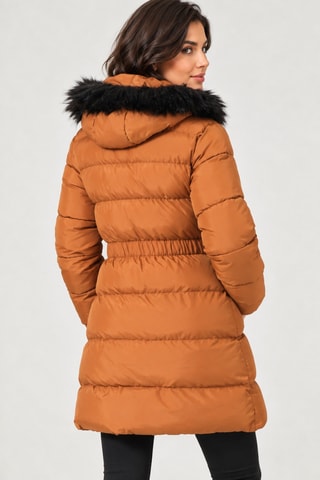 Doudoune longue à capuche - Marron