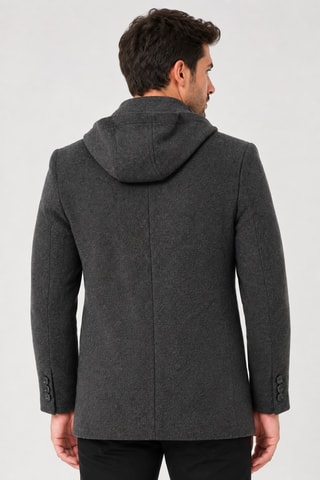 Veste à capuche en laine - Gris foncé