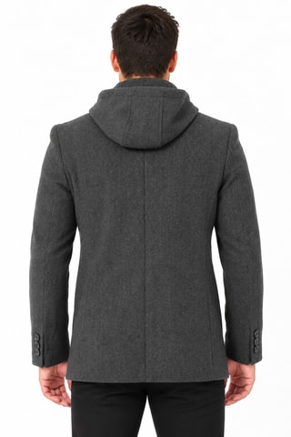 Veste à capuche en laine - Gris foncé