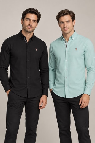 2 chemises regular - Noir et vert