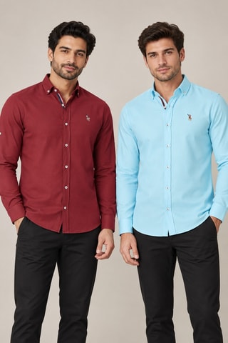 2 chemises regular - Bordeaux et bleu