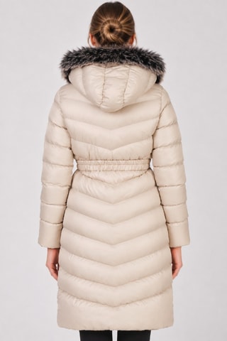 Doudoune longue à capuche - Beige