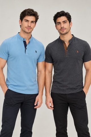 2 polos - Gris et bleu