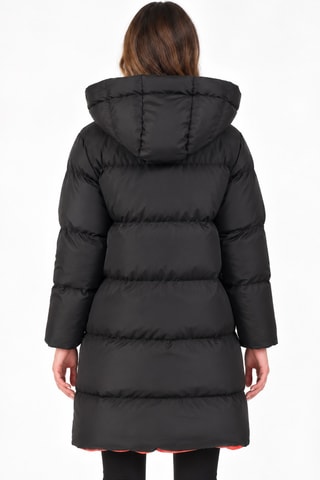Doudoune longue à capuche - Noir et orange