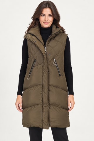 Doudoune longue sans manches - Kaki