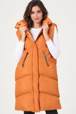 Doudoune longue sans manches - Camel