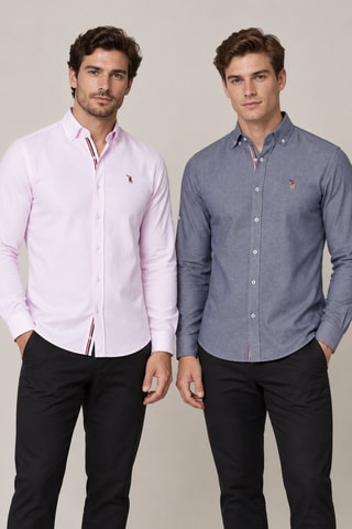 2 chemises regular - Bleu et rose