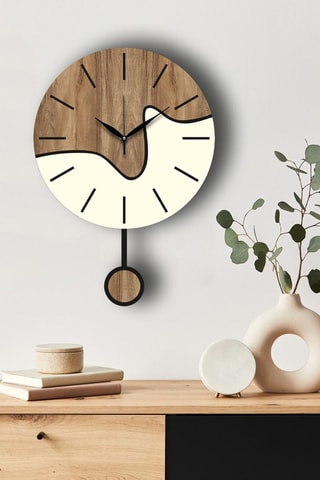 Reloj mural - 39 cm - Natural y blanco