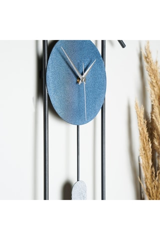 Reloj mural -  75 x 30 cm - Azul y gris