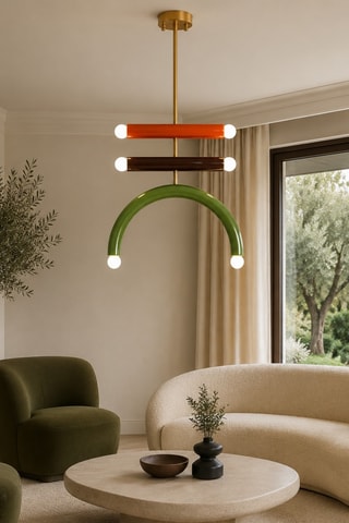 Lámpara de techo - Naranja, marrón y verde - 6 x 40 W
