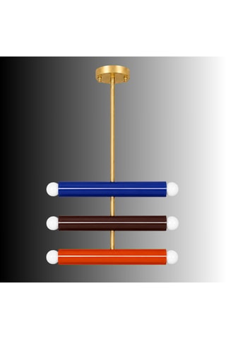 Lámpara de techo - Azul y marrón - 6 x 40 W