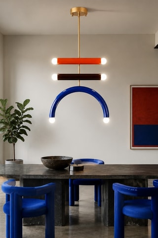 Lámpara de techo - Azul, marrón y naranja - 6 x 40  W
