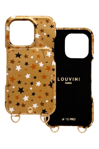 Coque iPhone 15 Pro en cuir - Doré