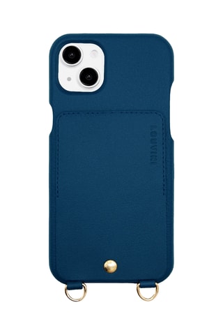Coque en cuir iPhone 14 Plus/15 Plus - Bleu marine
