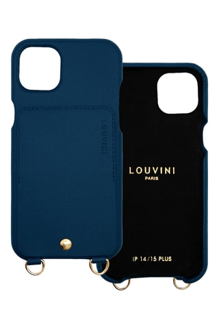 Coque en cuir iPhone 14 Plus/15 Plus - Bleu marine