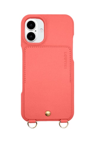 Coque en cuir iPhone 16 Plus - Corail
