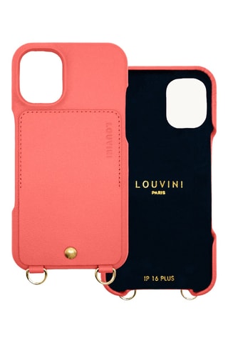 Coque en cuir iPhone 16 Plus - Corail