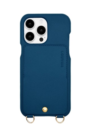 Coque iPhone 15 Pro Max en cuir - Bleu marine