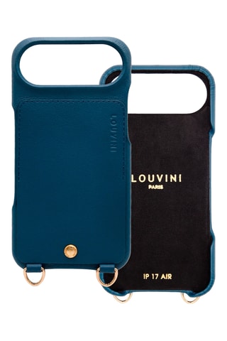 Coque en cuir iPhone 17 Air - Bleu marine