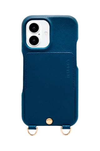 Coque en cuir iPhone 16 - Bleu marine