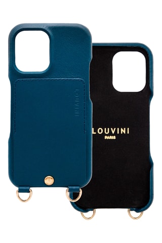 Coque en cuir iPhone 16 - Bleu marine