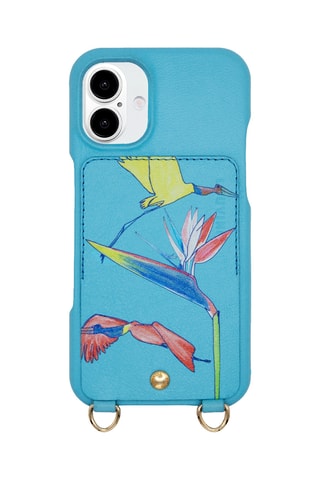 Coque en cuir iPhone 16 - Turquoise