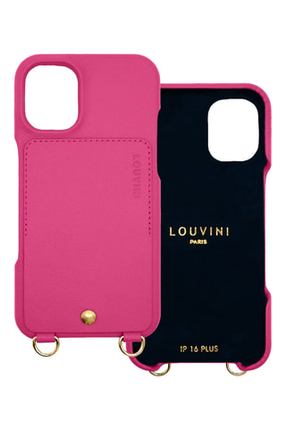 Coque en cuir iPhone 16 Plus - Fuchsia