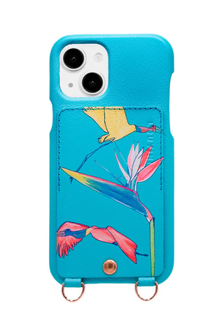 Coque en cuir iPhone 14 - Turquoise
