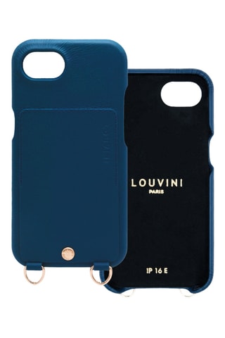 Coque MagSafe en cuir iPhone 16e/17e - Bleu marine