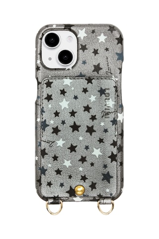 Coque en cuir iPhone 14 Plus/15 Plus - Argenté