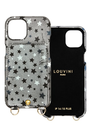 Coque en cuir iPhone 14 Plus/15 Plus - Argenté