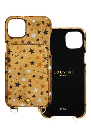 Coque iPhone 15 en cuir - Doré