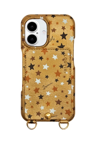 Coque iPhone 16 en cuir - Doré