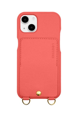 Coque iPhone 15 en cuir - Corail
