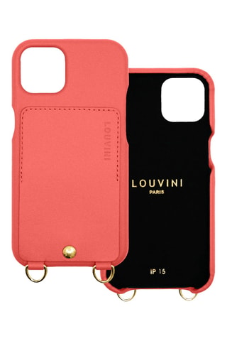 Coque iPhone 15 en cuir - Corail