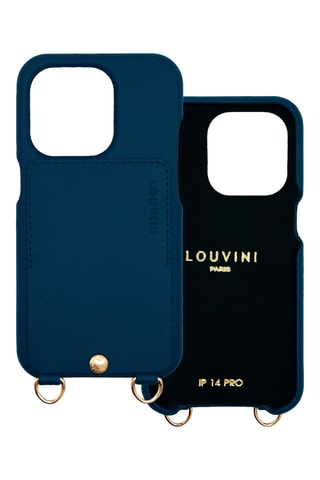 Coque iPhone 14 Pro en cuir - Bleu marine