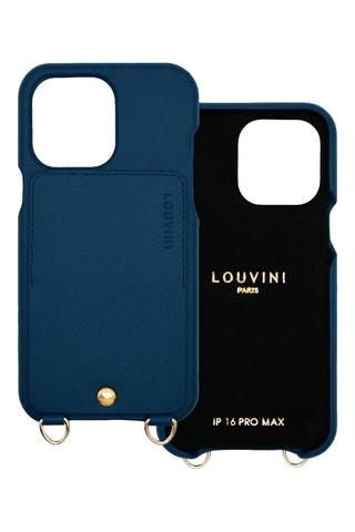 Coque en cuir iPhone 16 Pro Max - Bleu marine
