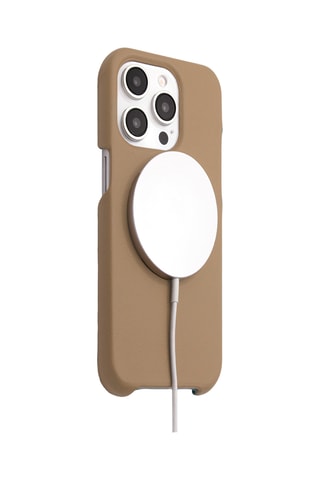 Coque MagSafe iPhone 13 en cuir - Camel