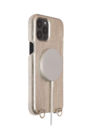 Coque MagSafe iPhone 15 Pro en cuir - Doré